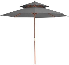 Okrągły parasol ogrodowy z drewnianym słupkiem antracyt - Baldar