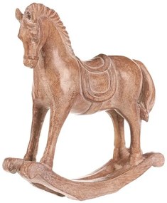 Dekoracja konik na biegunach 19 cm, żywicapoliestrowa, imitacja drewna