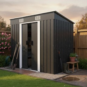 Domek narzędziowy L do ogrodu antracytowy Jurhan