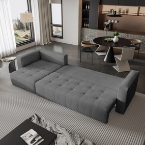 Masseno Narożnik OLVERA z funkcją spania i pojemnikiem na pościel Narozniki L, Rozkładana sofa - Szary, NEVE 90