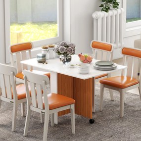 HOMCOM Stolik składany na kółkach, biurko mobilne z rozkładanym blatem, stolik pomocniczy, stół jadalny do kuchni, kolor biały