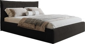 Łóżko z pojemnikiem 160x200 Zenito Slim - stelaż metalowy, zagłowie-poduszka - czarny (Amor Velvet 4322)