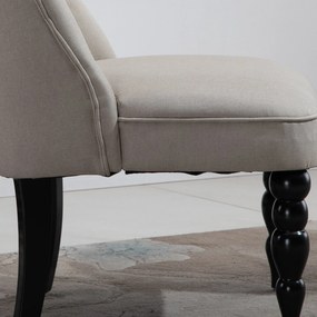 HOMCOM Fotele wypoczynkowe Fotel vintage Regulowane nóżki antypoślizgowe Krzesło lniane obicie drewniana rama Len Beżowy + czarny | Aosom PL