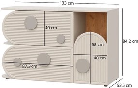 Kaszmirowa komoda do pokoju dziecięcego z 2 szufladami D6-E35