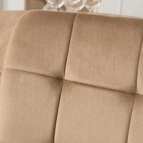 Krzesło Tapicerowane do Jadalni FREDY Beżowe Welurowe Nowoczesne Loft