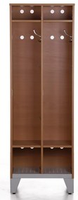 Drewniana szafka ubraniowa, 2-drzwiowa, 1400 x 600 x 400 mm, zamek obrotowy, orzech