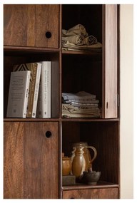 Ciemnobrązowa szafka z litego drewna mango 75x210x45 cm Staes – WOOOD