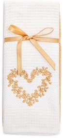 Ręczniki kuchenne HEART, 2 szt Kremowy / Mustard Zestaw (2szt., 40x60 cm)