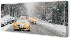 Zdjęcie na płótnie Zimowe Miasto i Samochody