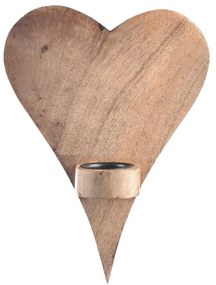 InDecor Świecznik ścienny z drewna mango Serce, 20x 9 x 28 cm