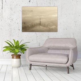 Obraz na szkle miasta w chmurach (70x50 cm)