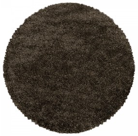 Dywan shaggy Fluffy Super Soft ciemny brąz koło 200 cm x 200 cm