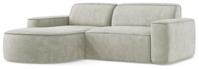 Kremowy narożnik z tkaniny szenilowej (lewostronny/z szezlongiem) Omao – Makamii