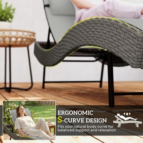 Outsunny Leżak z polirattanu w kształcie litery S, ogrodowy leżak z 5-stopniową regulacją oparcia, zagłówkiem, oddychający, odporny na UV | Aosom PL