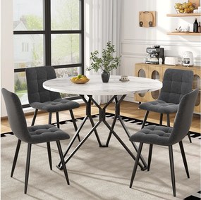 Zestaw 5 stołów i krzeseł do jadalni - 100 x 100 x 76 cm - blat stołu MDF + 4 krzesła welurowe - MDF + Metal - czarny