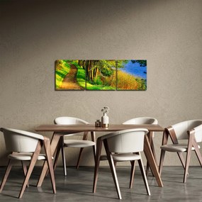 Obraz szlaku wzdłuż wody (z zegarem) (90x30 cm)