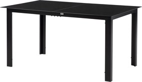 Outsunny Stół ogrodowy dla 6 osób, odporny na warunki atmosferyczne, szkło hartowane, Stół tarasowy, 150 cm x 90 cm x 74 cm, Czarny