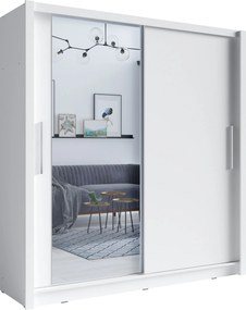 Szafa Przesuwna FRISKA 204,4 cm z Lustrem Szafa Dwudrzwiowa, Biały