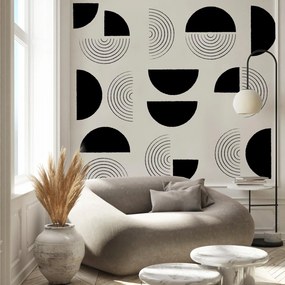Fototapeta – Abstrakcyjne czarno-białe koła (196x136 cm)