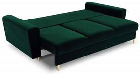 Sofa MOGHAN aksamit welur ciemna zieleń z funkcją spania