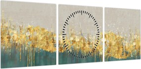 Obraz - Tekstura ze złotą dekoracją (z zegarem) (90x30 cm)