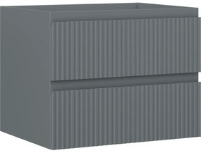 Mexen Rivel szafka łazienkowa podumywalkowa 60 cm, 2 szuflady, ryflowana , grafit mat - 91A20-06047-2-BFF66
