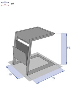 Aluminiowy stolik z gazetnikiem ALLURE