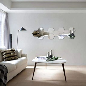 Lustrzane zestaw naklejek na ścianę 12 szt. 20x17 cm Hexagonal – Ambiance