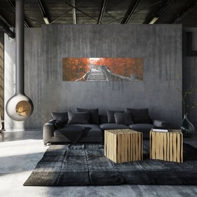 Obraz - Schody w naturze, pomarańczowy (170x50 cm)