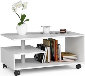 Stolik kawowy na kółkach AKORD VINI Biały 90 cm kolor Biały mat 90x51x40 cm