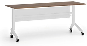 Mobilny stół PRIMO MOVE, 180x60 cm, biała podstawa, orzech