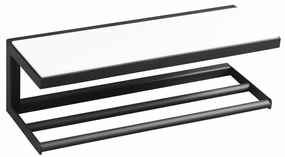 SAPHO Ska401 Ska Półka ścienna 45 x 14 x 16 cm, czarny mat z białym blatem MDF