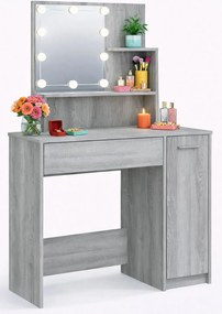 Toaletka kosmetyczna z lustrem led szary dąb sonoma L0-E16