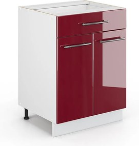 Szafka dolna do kuchni bordowa czerwień wysoki połysk 60x51.6x82 fame-line