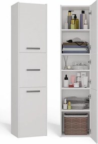 Szafka Łazienkowy Sara S43 |  Biała | 40x30x170 cm | Szafka 3 Drzwi, Półki