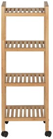 Regał łazienkowy na kółkach NORWAY z czterema półkami, drewno orzechowe, WENKO