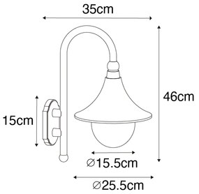 Zewnetrzna klasyczny Kinkiet / Lampa scienna zewnętrzny czarny IP44 - Daphne klasyczny/Antyczny Oswietlenie zewnetrzne