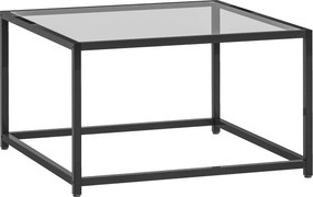 HOMCOM Kwadratowy stolik kawowy 68×68×39 cm — hartowane szkło, stal, czarny