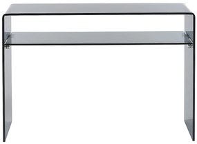 Konsola ze szklaną półką z hartowanego szkła - Antracyt - STILEOS
