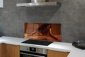 Panel szklany do Kuchni Kobieta Owinięta Materiałem