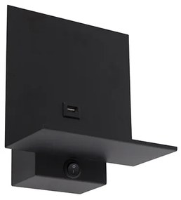 Nowoczesna lampa ścienna czarna w tym połączenie USB - Flero