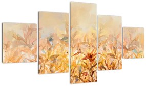 Obraz - Liście w jesiennych kolorach, obraz olejny (125x70 cm)