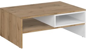 Ława Drewniana Prostokątna do Salonu HAVEN 90 cm Biały/Dąb Wotan Nowoczesna