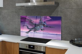 Szklany Panel Smok na tle Tęczowego Nieba