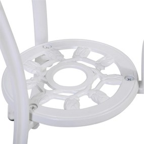 Outsunny Stylowy Zestaw Mebli Balkonowych 3-częściowy - Aluminium, Biały Kolor, 2 Krzesła, Stół z Otworem na Parasol