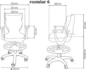 Krzesło szkolne Twist  WK+P z podłokietnikami i podnóżkiem rozmiar 5-6, podstawa szara