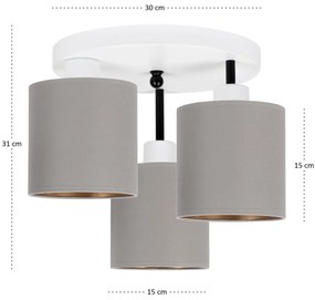 Lampa sufitowa biała trzypunktowa z szarymi abażurami C-3030WE-GRGRGR
