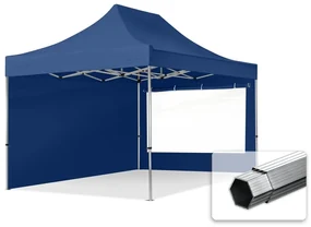 TOOLPORT 3x4,5 m Namiot Ekspresowy PROFESSIONAL Alu 40mm, ze ścianami bocznymi, okna panoramiczne, niebieski - (600209)