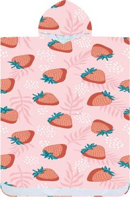 Ponczo plażowe STRAWBERRIES różowe 80x145 cm