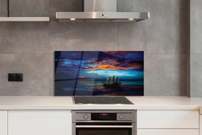 Szkło do Kuchni na Ścianę Wieczorny Rejs Statkiem